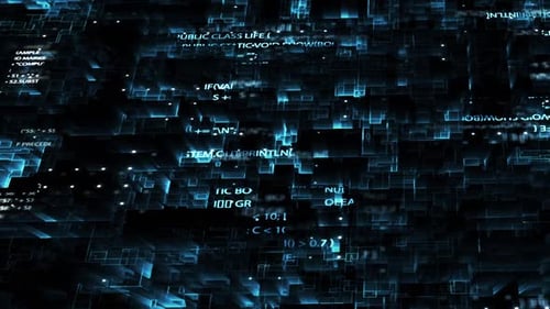 Multicore Computer Processing and Data Points in Bright Blue