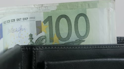 Close Up of Euro Banknotes in Wallet