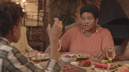 Family and Friends Celebrate Together at Dinner