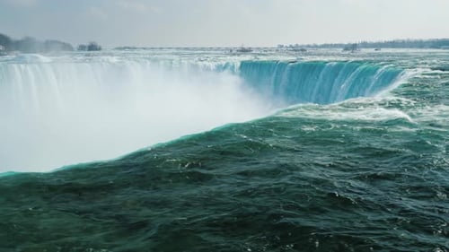 Wide Lens Shot of Horseshoe Shaped Waterfall in the Niagara Falls Series