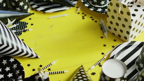 Bright Party Supplies on a Yellow Table
