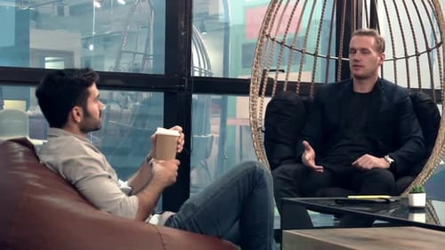 Office Worker Relax at Coffee Corner While Taking a Short Break From Work