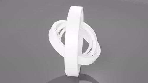 Abstract White 3D Interlocking Rings Loop Animation