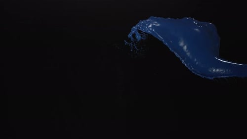 Paint splash in midair against black background. Slow Motion. Unedited version included.