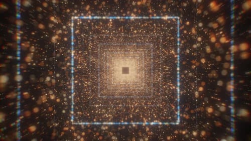 Square Corridor with Glowing Particles