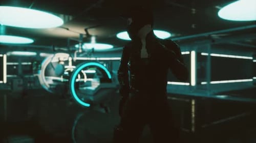 Futuristic Woman in Sci Fi Laboratory