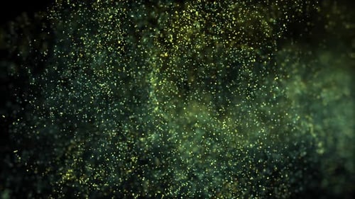 Abstract Flowing Green Gold Dust Particles Loop Background