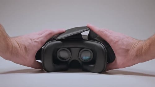 VR Headset Close Up on a Gray Background