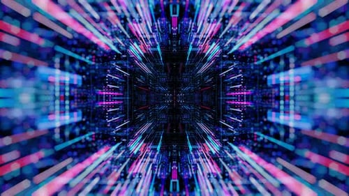 Abstract digital virtual city with technology and connection. 3D render 4K loop