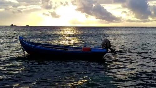 Empty panorama of tropical coastline beach by clear ocean with sand background near sandbank