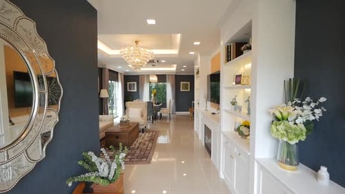 Elegant Interior Design with Chandelier and Stylish Furniture