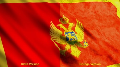 Waving Flag of Montenegro Animation Clean and Grunge Versions