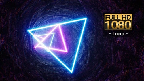 Dreieckige Neonlichthöhle VJ Tunnel Full HD