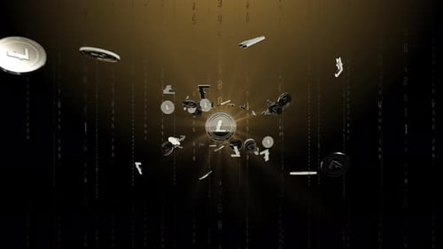 Définir le fond de crypto-monnaie 4-10 LITE avec des pièces volantes 4K