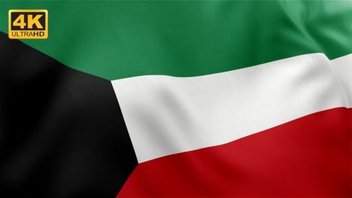 Close-Up Realistic Waving Kuwait Flag Animation