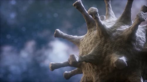 Rotating 3D Virus Particle Microscopic Animation