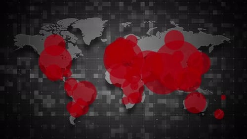 Animated World Map Data Visualization with Expanding Circles