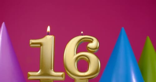 Sweet Sixteen Golden Candles Lit at Party