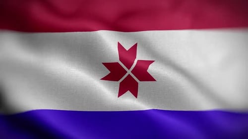 Realistic Waving Flag with Red, White, and Blue Stripes and Star Symbol