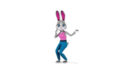 3D Animated Bunny Character Dancing and Waving