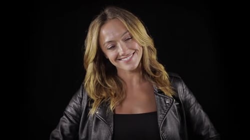 Sexy woman in a leather jacket