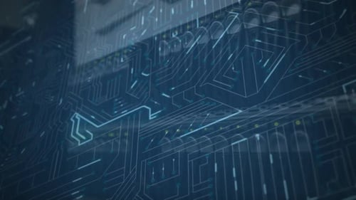 Futuristic Digital Circuit Board Data Flow Animation