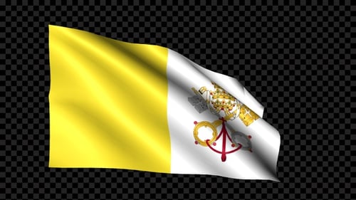 Waving Vatican City Flag with Alpha Channel