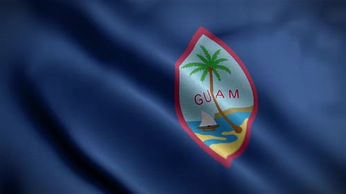 Realistic Waving Flag of Guam Seamless Animation