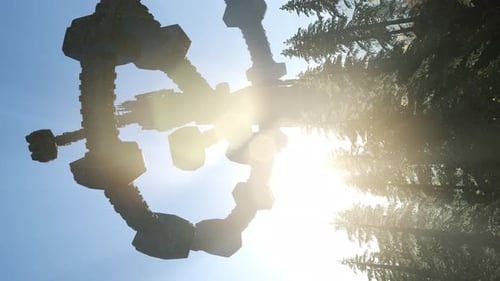 UFO Hovering Over Forest