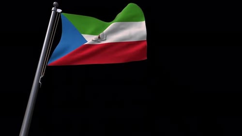 Equatorial Guinea National Flag Realistic Waving Animation