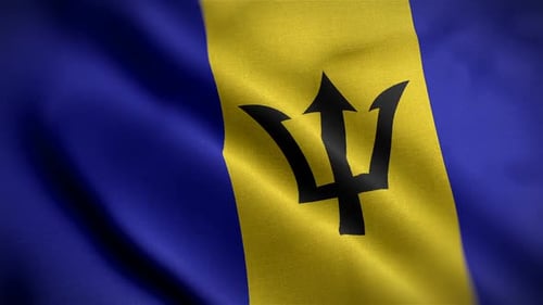 Seamless Loop Realistic Waving Barbados National Flag