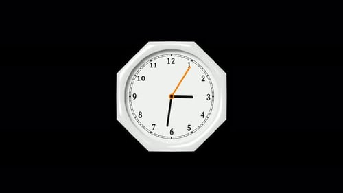 Animated Octagonal Analog Clock Time Lapse