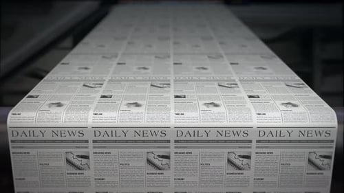 Newspaper Printing Press with Daily News Header Animation