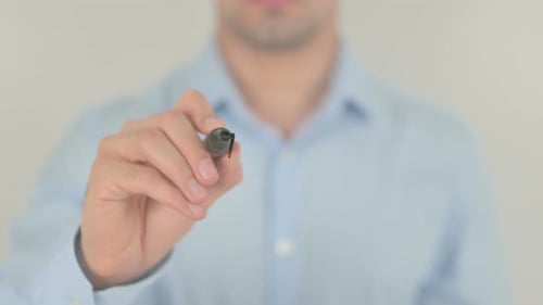 Man Writes Take Action on a Clear Surface