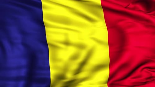 Realistic Romania National Flag Waving Loop Animation