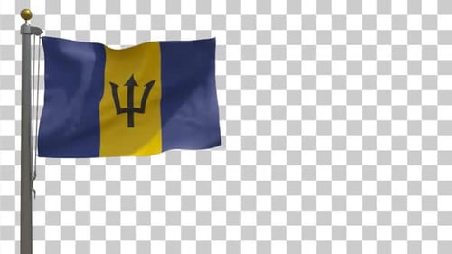 Waving Barbados Flag Seamless Loop on Alpha Channel