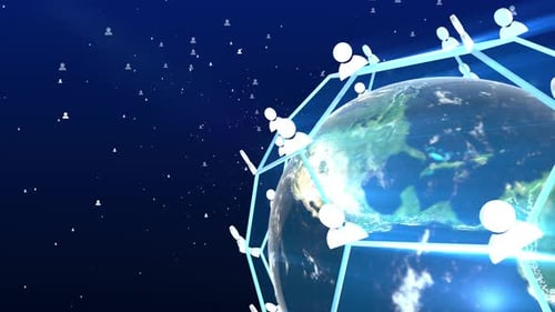 Communication With Light And Blue Background loop