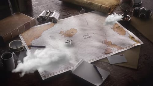 Mapa del mundo de viajes vintage País Islandia Ubicación