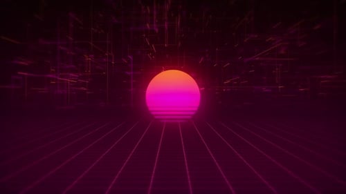 Retro Wave Sun Grid Loop Background