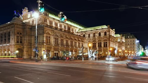 Night Timelapse of Vienna Opera