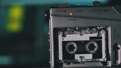 Portable Tape Recorder Records Sound or Interviews on a Mini Cassette