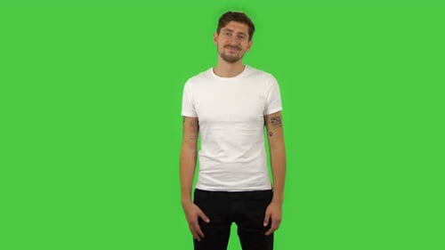 Confident Guy Proud of Himself . Green Screen