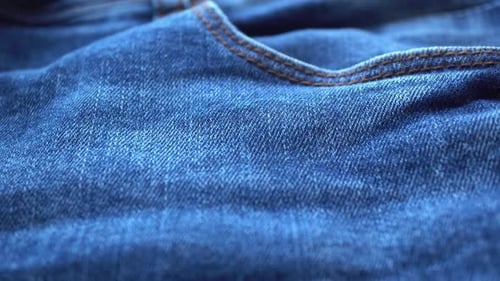 Close-Up of Blue Denim Fabric Texture