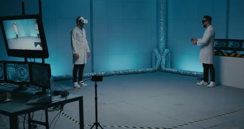 Scientists Using Virtual Reality in Futuristic Lab