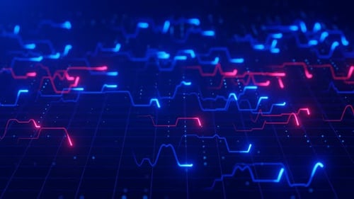Red and Blue Pulse Stock Graph 3d Seamless Animation Background