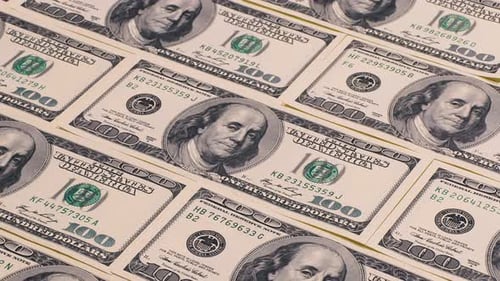 Close Up Footage of American One Hundred Dollar Bills