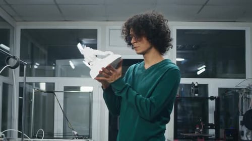 Male Designer Inspecting 3D Model in Studio