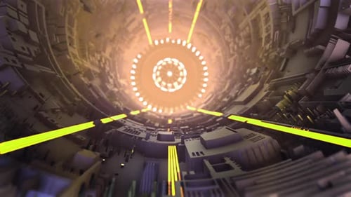 Futuristic Technology Tunnel with Glowing Lines Motion Background