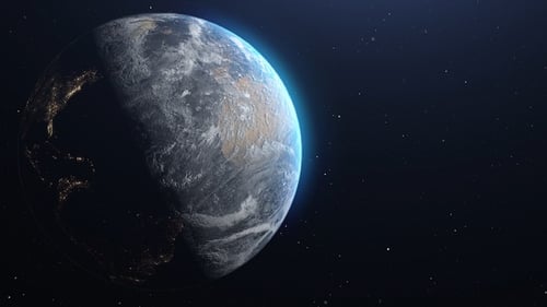 Rotating Earth from Space with Glowing Atmosphere Loop