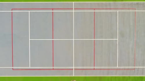Tennis Court Top Down Aerial View Zoom Out